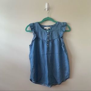 LOFT Sleeveless Ruffle Chambray Top